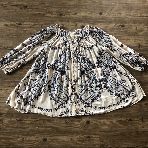 Free People paisley swing dress with button front - Picture 3 of 14